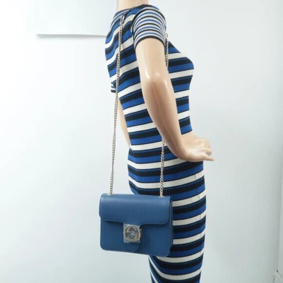 100% Authentic GUCCI Interlocking Blue  Leather Shoulder Bag 868-11324 - Picture 12 of 12